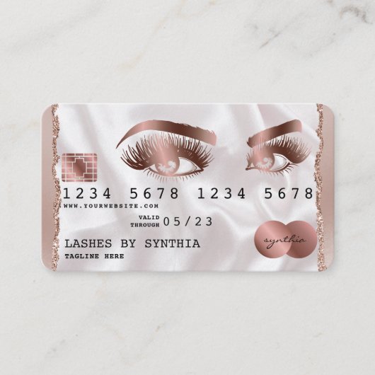 Creditcard styreen Roos Gold Long Lashes Visitekaartje (Voorkant)