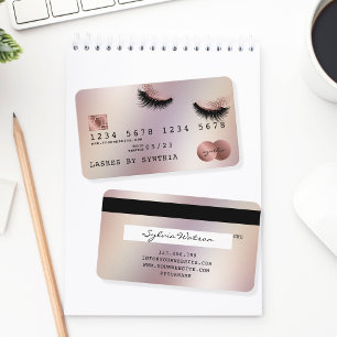 Creditcard styreen Roos Gold Long Lashes Visitekaartje