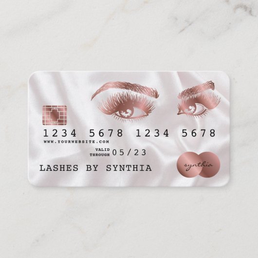 Creditcard styreen Roos Gold Long Lashes Visitekaartje (Voorkant)