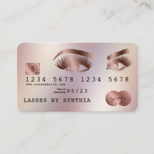 Creditcard styreen Roos Gold Long Lashes Visitekaartje