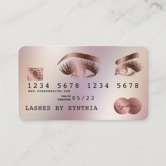 Creditcard styreen Roos Gold Long Lashes Visitekaartje (Voorkant)