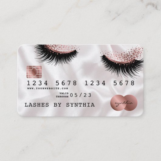 Creditcard styreen Roos Gold Long Lashes Visitekaartje (Voorkant)