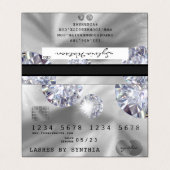 Creditcardstijl Silver Diamond Visitekaartjes (Buitenkant ongevouwen)