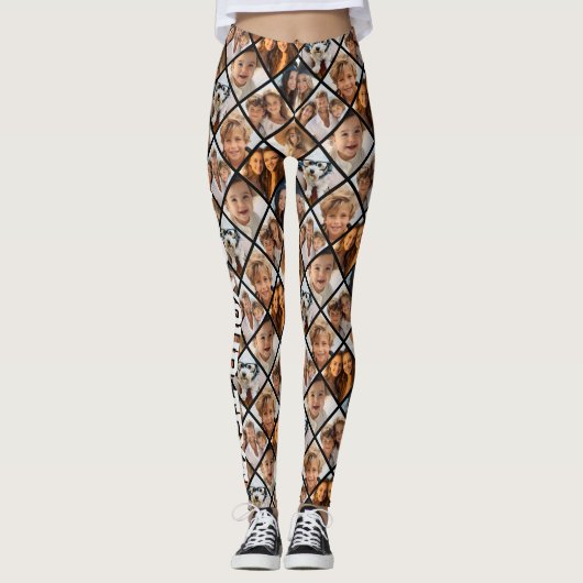 Creëer a Custom 8 Fotocollage - Diamantvorm Leggings (Voorkant)