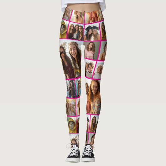 Creëer a Custom Photo Collage - 14 Foto's - Roze Leggings (Voorkant)
