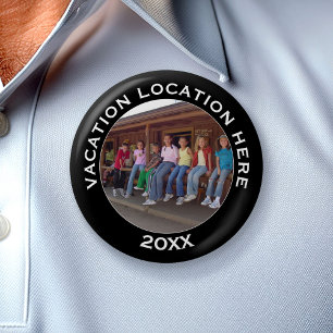 Creëer A Vacation Souvenir met Foto en Tekst Ronde Button 5,7 Cm