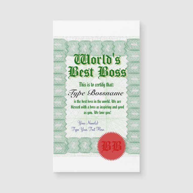 Creëer a World's Best Boss Certicate (Voorkant)