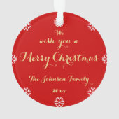 Creëer Aangepaste Elegant Merry Kerstmis op maat Ornament (achterkant)