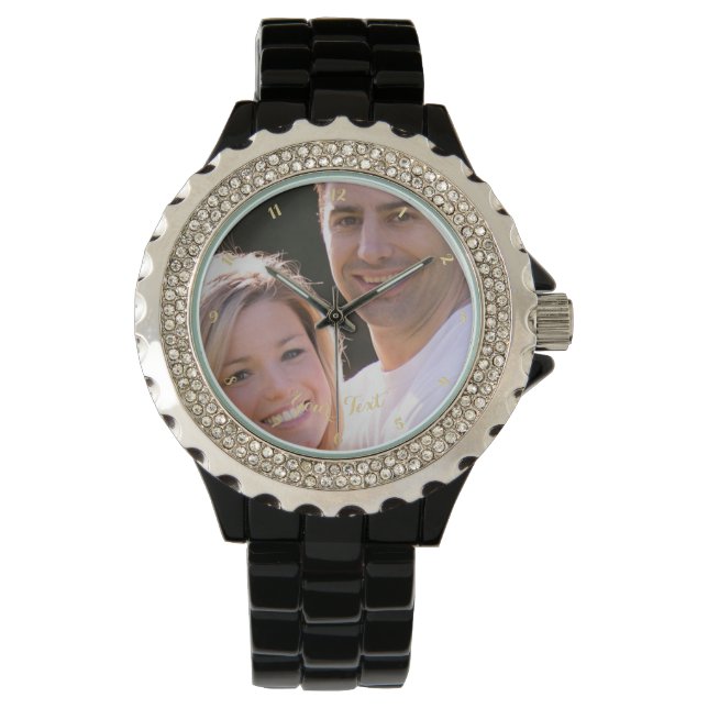 Creëer Aangepaste fotodames Rhinestone Bracelet Horloge (Voorkant)