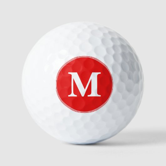 Creëer Aangepaste, rode, witte monogrammen Golfballen (Voorkant)