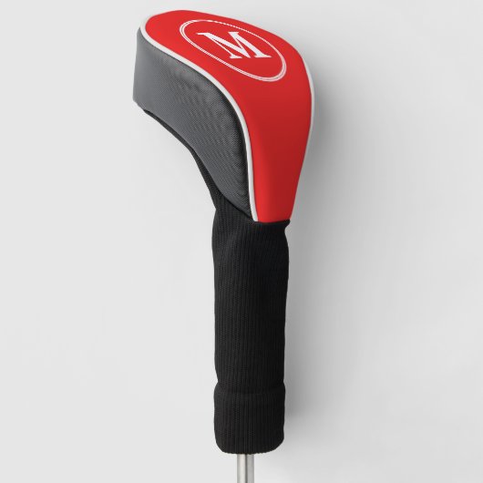 Creëer Aangepaste, rode, witte monogrammen Golfheadcover (Schuin)