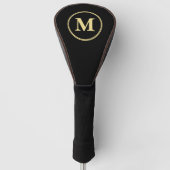 Creëer Aangepaste, zwarte gouden monogrammen Golfheadcover (Voorkant)