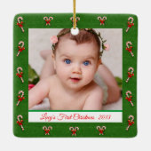 Creëer Baby eerste kerstfoto Keramisch Ornament (Achterkant)