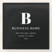 Creëer Bedrijfsnaam, Monogram & Aanvullende Tekst Glazen Onderzetter (Voorkant)