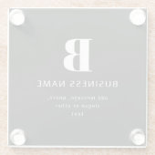 Creëer Bedrijfsnaam, Monogram & Aanvullende Tekst Glazen Onderzetter (Achterkant)