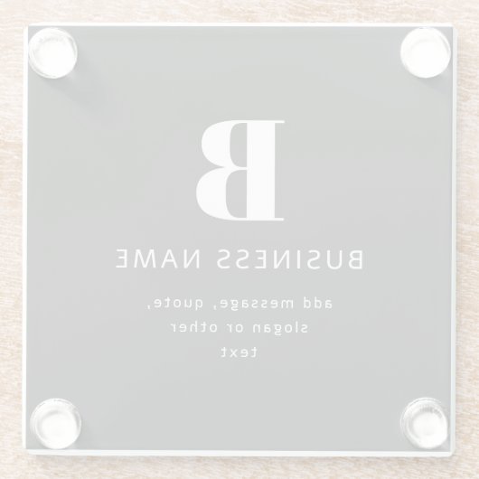 Creëer Bedrijfsnaam, Monogram & Aanvullende Tekst Glazen Onderzetter (Achterkant)