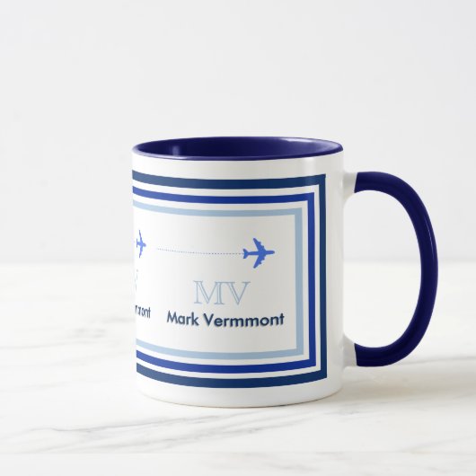 creëer blauw monogram voor luchtpiloten mok (Rechts)