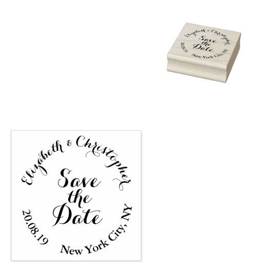 Creëer Custom Elegant Script Sla de trouwdatum op Rubberstempel (Gestempeld)