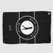 Creëer Custom Fun Golf Lover Modern Golfer Zwart Golfhanddoek (Horizontaal)
