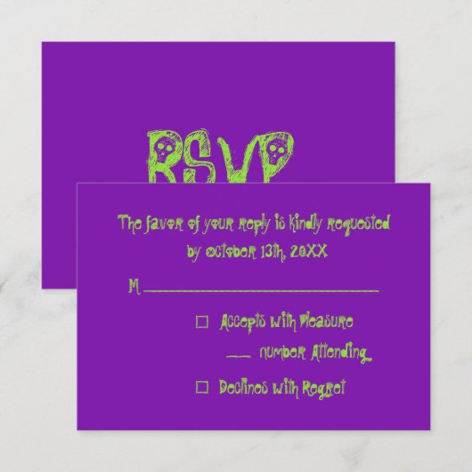 Creëer Custom Kinder Halloween Party RSVP Uitnodig Kaartje (Voorkant / Achterkant)