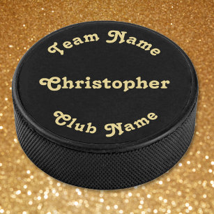 Creëer Custom Monogrammed Player Team Club Name Hockey Puck