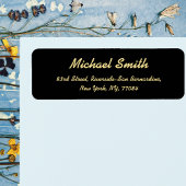 Creëer Custom Zwart Gouden Elegant Retouradres Etiket