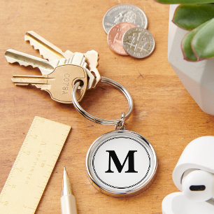 Creëer Custom zwart-wit monogram Sleutelhanger