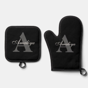 Creëer de aangepaste naam van uw eigenaar ovenwant & pannenlap set