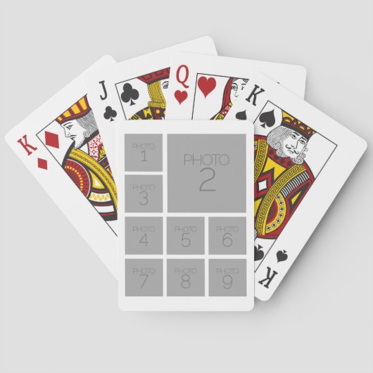 Creëer een Aangepaste fotocollage met negen witte  Pokerkaarten (Achterkant)