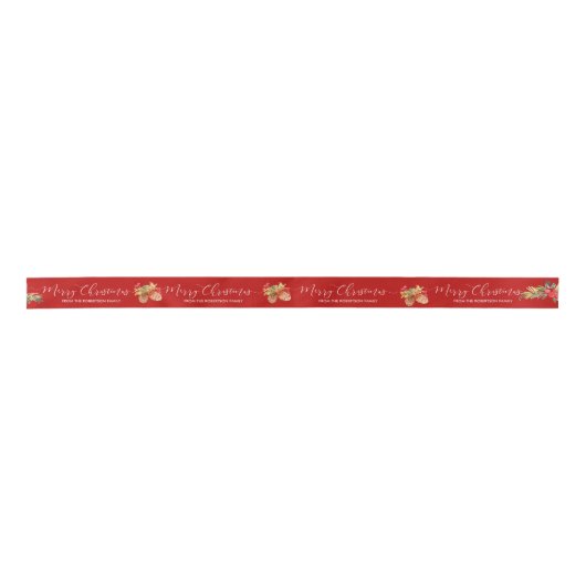 Creëer een aangepaste naam | Vrolijk kerstrood Lint (Voorkant)