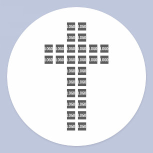 Creëer een kruispatroon met een Logo of Afbeelding Ronde Sticker