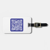 Creëer een scanbare QR-code | Bewerkbaar donkerbla Bagagelabel (Voorkant horizontaal)