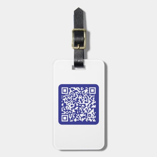 Creëer een scanbare QR-code | Bewerkbaar donkerbla Bagagelabel (Voorkant verticaal)