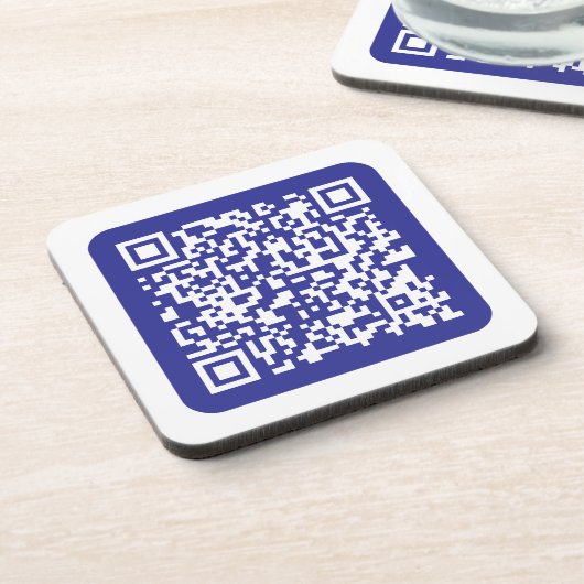Creëer een scanbare QR-code | Bewerkbaar donkerbla Bier Onderzetter (Linkerzijde)