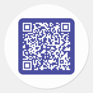 Creëer een scanbare QR-code   Bewerkbaar donkerbla Ronde Sticker