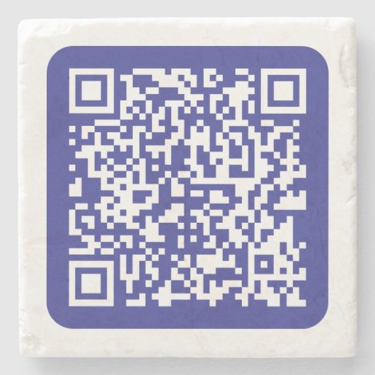 Creëer een scanbare QR-code | Bewerkbaar donkerbla Stenen Onderzetter (Voorkant)