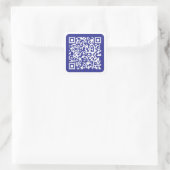Creëer een scanbare QR-code | Bewerkbaar donkerbla Vierkante Sticker (Tas)