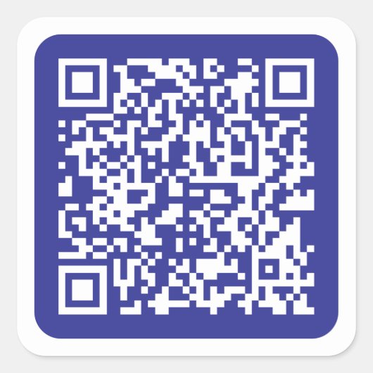 Creëer een scanbare QR-code | Bewerkbaar donkerbla Vierkante Sticker (Voorkant)