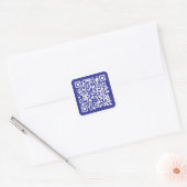 Creëer een scanbare QR-code | Bewerkbaar donkerbla Vierkante Sticker (Envelop)
