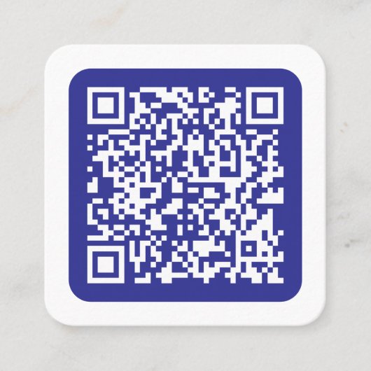 Creëer een scanbare QR-code | Bewerkbaar donkerbla Vierkante Visitekaartje (Voorkant)