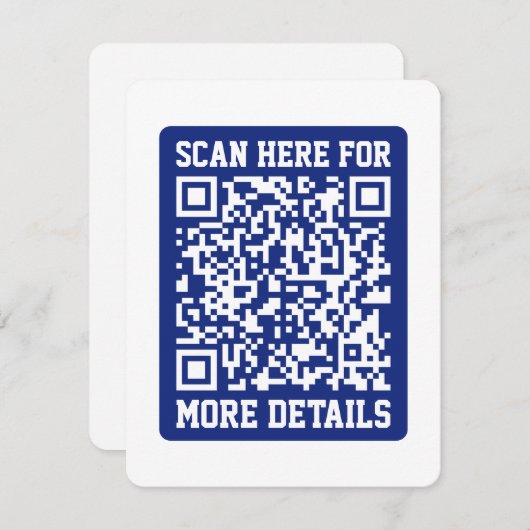 Creëer een scanbare QR-code | Navy Blue (bewerkbaa Informatiekaartje (Voorkant / Achterkant)