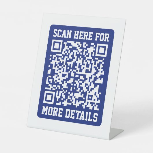Creëer een scanbare QR-code | Navy Blue (bewerkbaa Reclamebord Met Voetstuk (Voorkant)