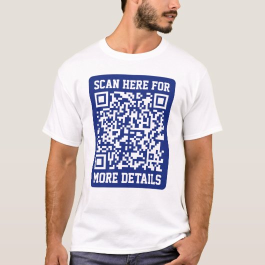 Creëer een scanbare QR-code | Navy Blue (bewerkbaa T-shirt (Voorkant)