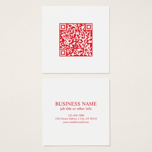 Creëer een scanbare rode (bewerkbare) QR-code Vierkante Visitekaartjes (Voorkant /achterkant)