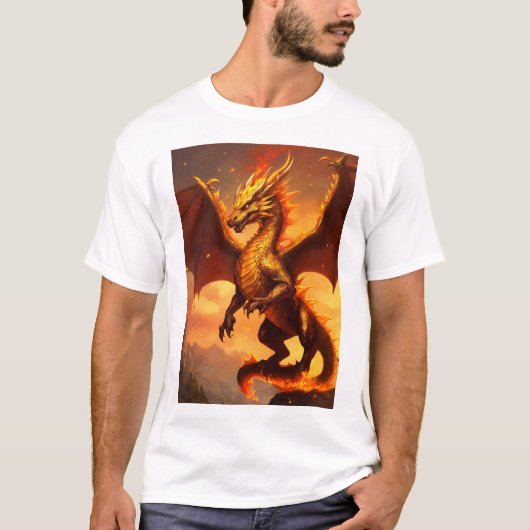 Creëer Een schattige en pluizige gouden en vuurdra T-shirt (Voorkant)