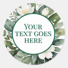 creëer eigen bruiloft sticker witte bloem eucalypt
