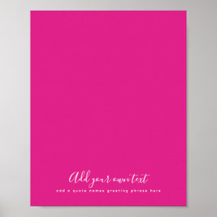 Creëer Eigen CERISE PINK Aangepaste tekst Poster