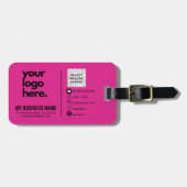Creëer Eigen CERISE PINK QR CODE Visitekaartje Log Bagagelabel (Voorkant horizontaal)