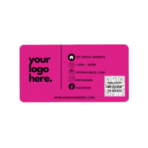 Creëer Eigen CERISE PINK QR CODE Visitekaartje Log Etiket