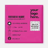 Creëer Eigen CERISE PINK QR CODE Visitekaartje Log Magneet (Voorkant)